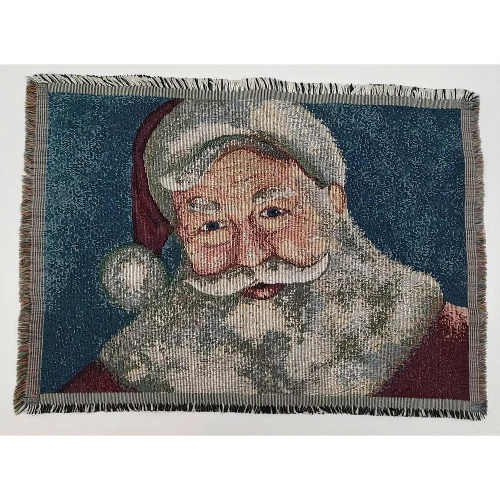 Vintage Tapestry Style Christmas Placemat Replacement Santa Claus Woven 90s USA